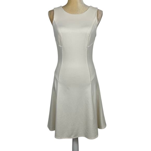 Amanda Uprichard Ivory Stretch A-Line Mini Dress Medium Office Streetwear Classy - Picture 1 of 12
